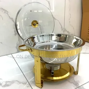 5L Stainless Steel Buffet Warmer With Glass Lid and Gold Stand