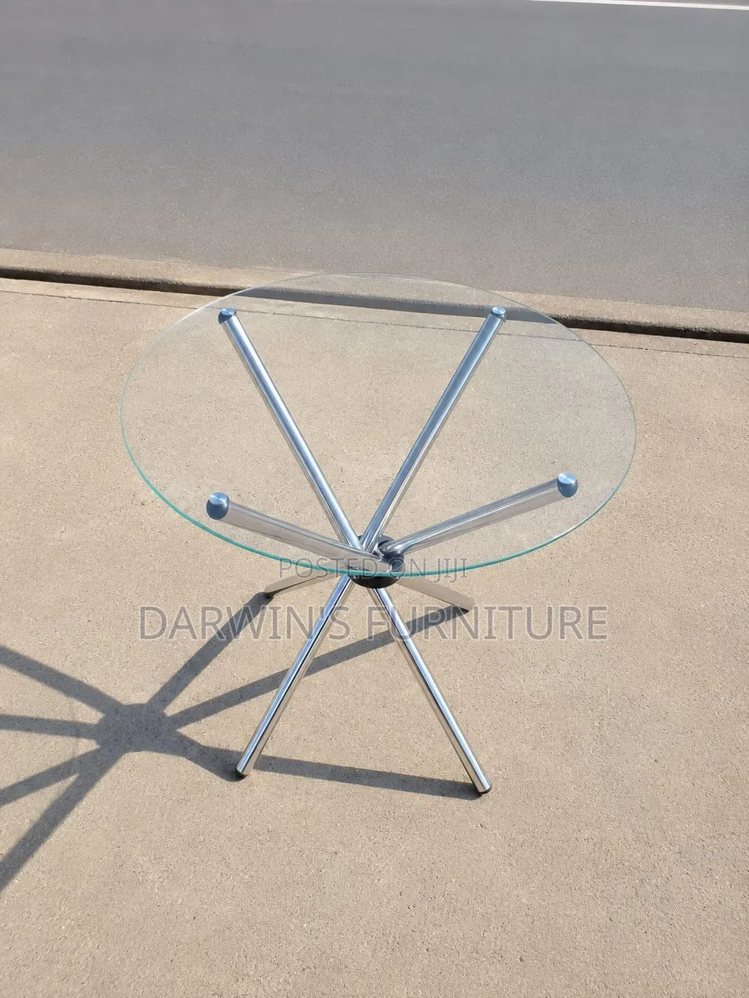 Black Round Glass Table and 2chairs