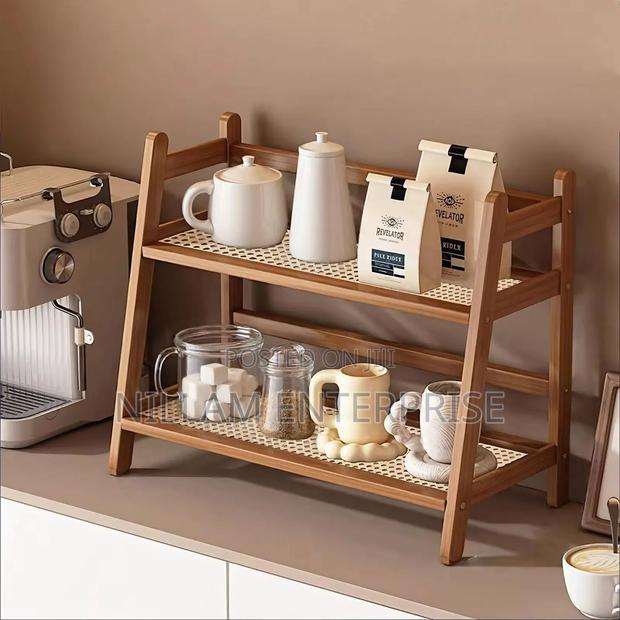 Wicker Style Bamboo Countertop Storage Rack. - main view