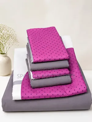 7X8 Cotton Bedsheets Mix & Match. 1 Flat, 1 Fitted, 4 Pillowcases.