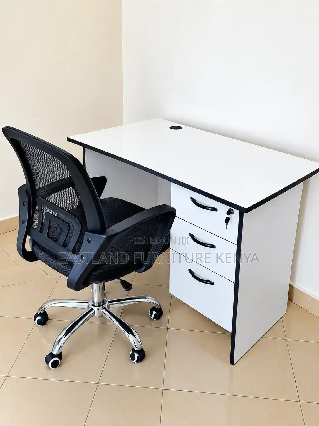 Modern White Office Desk With 3 Drawers | Executive Workstation