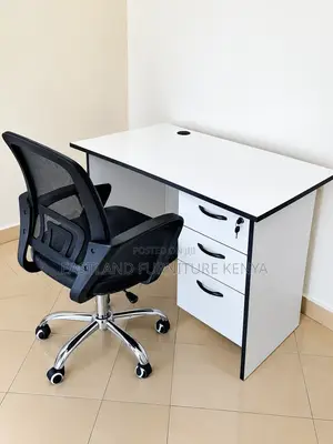 Modern White Office Desk With 3 Drawers | Executive Workstation