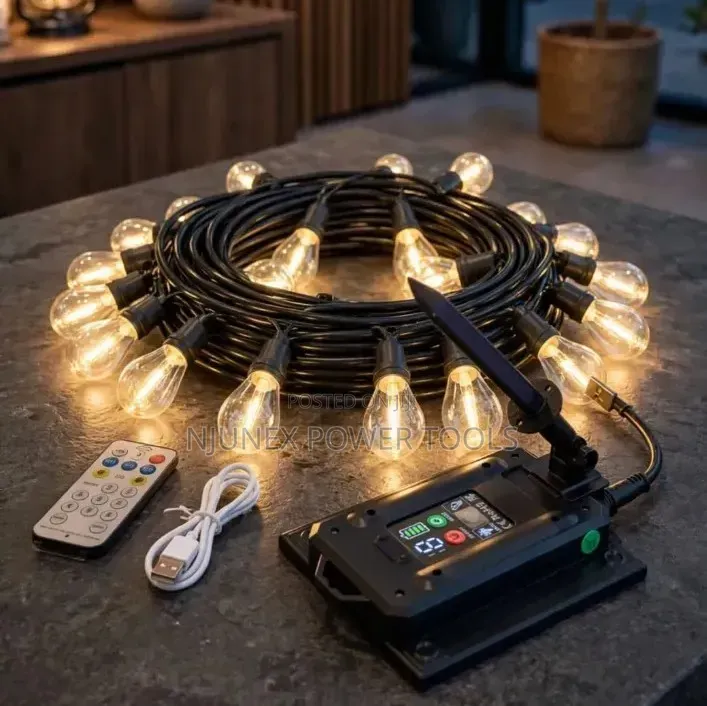 Solar-Powered LED String Lights With Warm Vintage-Style 20bulbs,