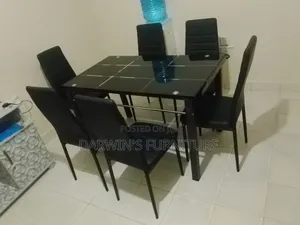 Dining Set 6 Chairs Black