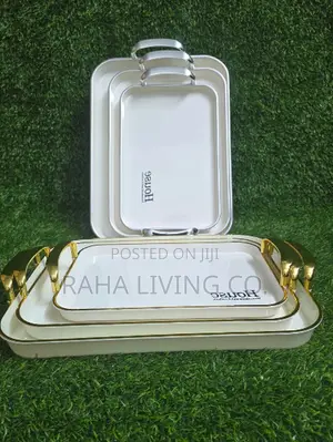 3-in-1 Acrylic Serving Trays Set | Gold Handles | Nesting