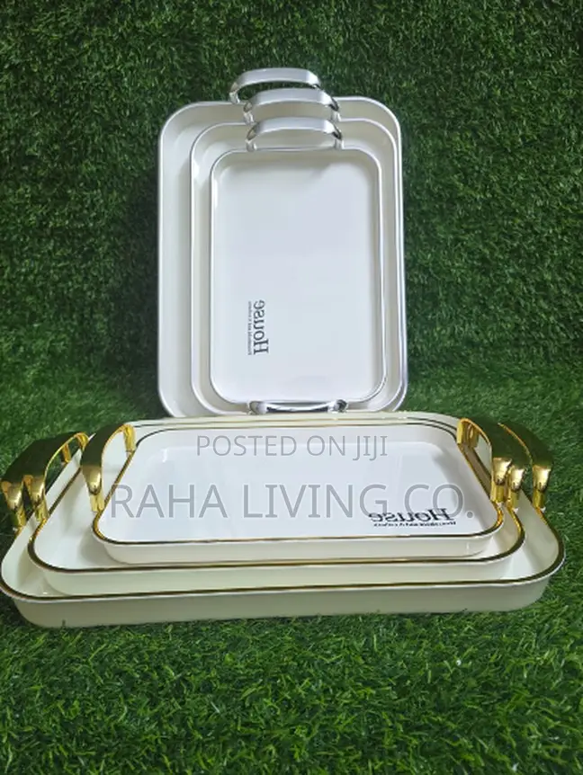 3-in-1 Acrylic Serving Trays Set | Gold Handles | Nesting