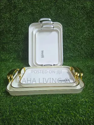 3-in-1 Acrylic Serving Trays Set | Gold Handles | Nesting