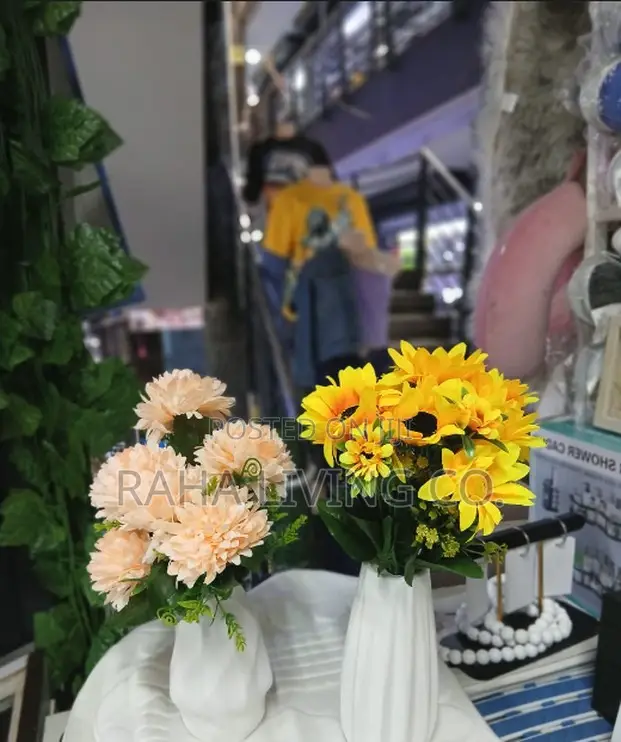 Artificial Flowers With Vase | Pink White Yellow | Home Décor