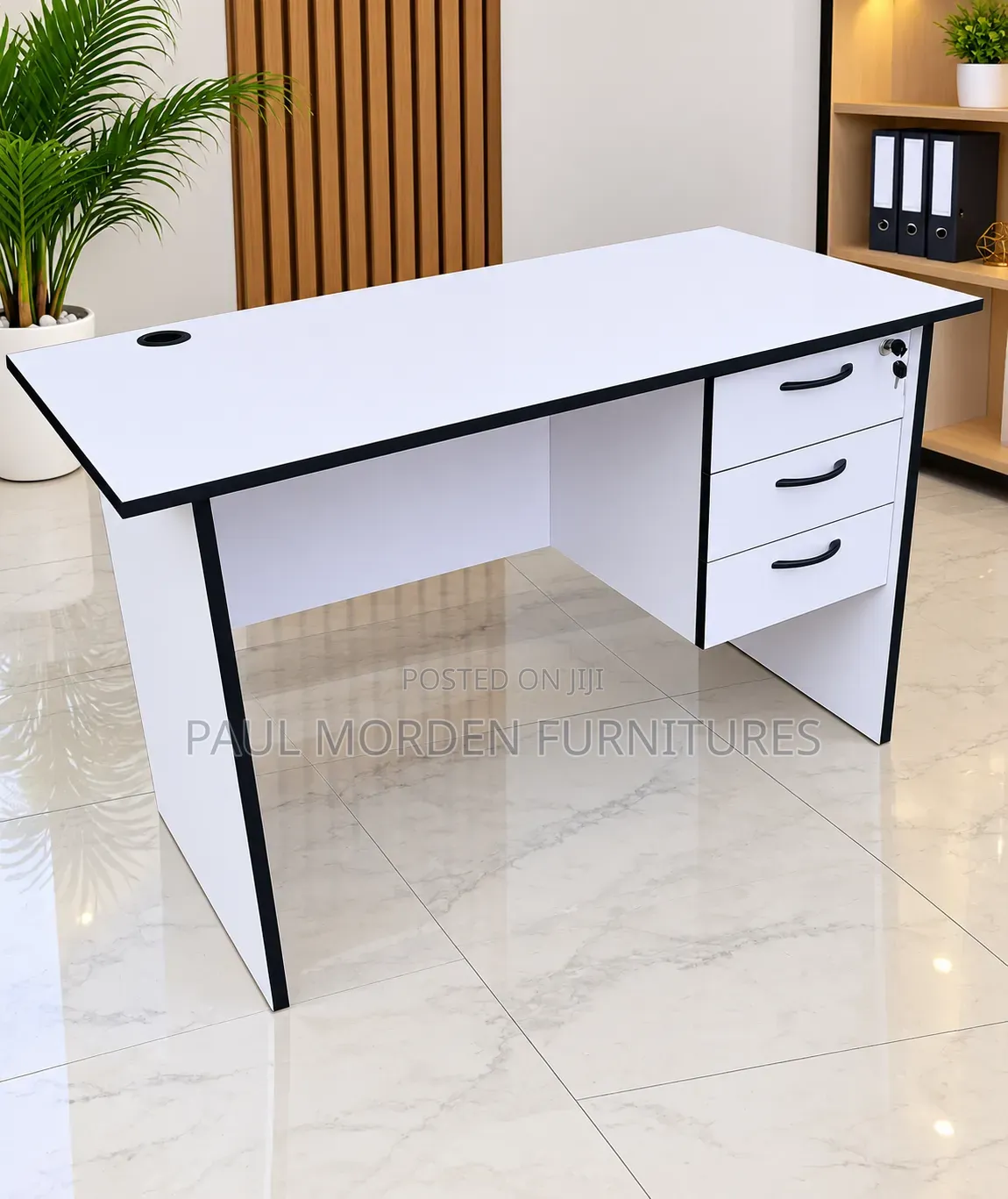 White Office Computer Table With Drawers