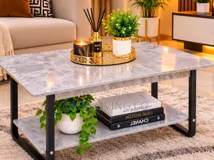 Two Tier Marble Top Coffee Table With Metal Legs