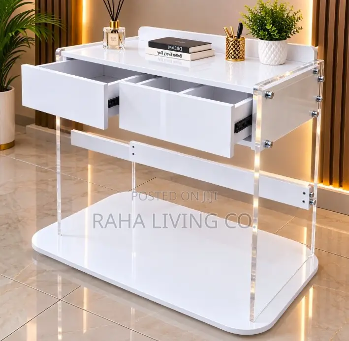 Modern White Study Desk With Two Drawers
