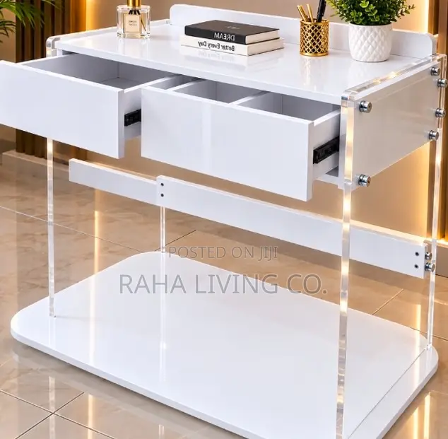 Modern White Study Desk With Two Drawers