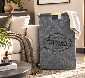 Foldable Felt Laundry Basket | 34x52cm | Wooden Handles | 2 Colours