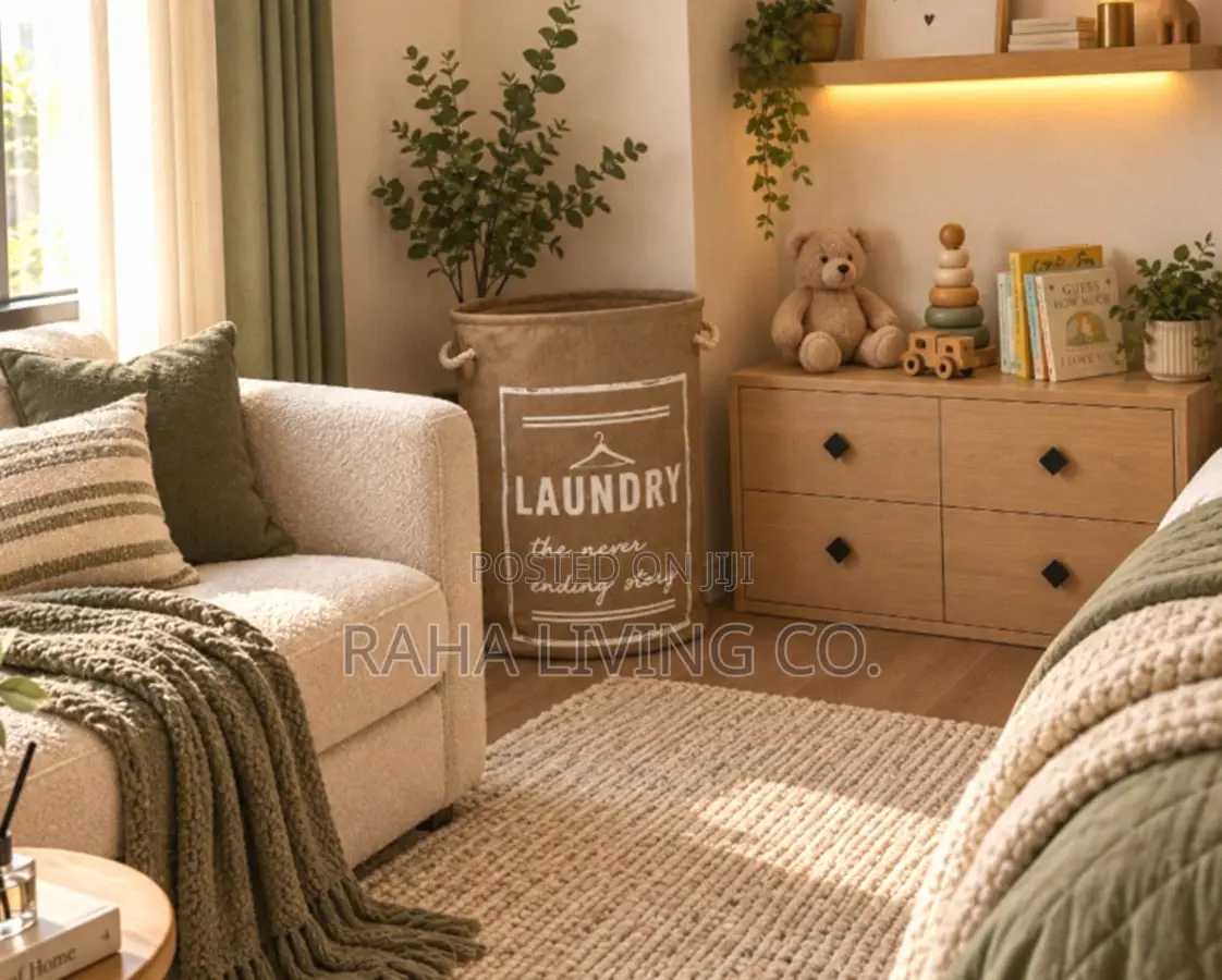 Foldable Burlap Laundry Basket | 40x48cm | Rope Handles | Storage
