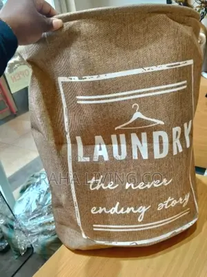Foldable Burlap Laundry Basket | 40x48cm | Rope Handles | Storage
