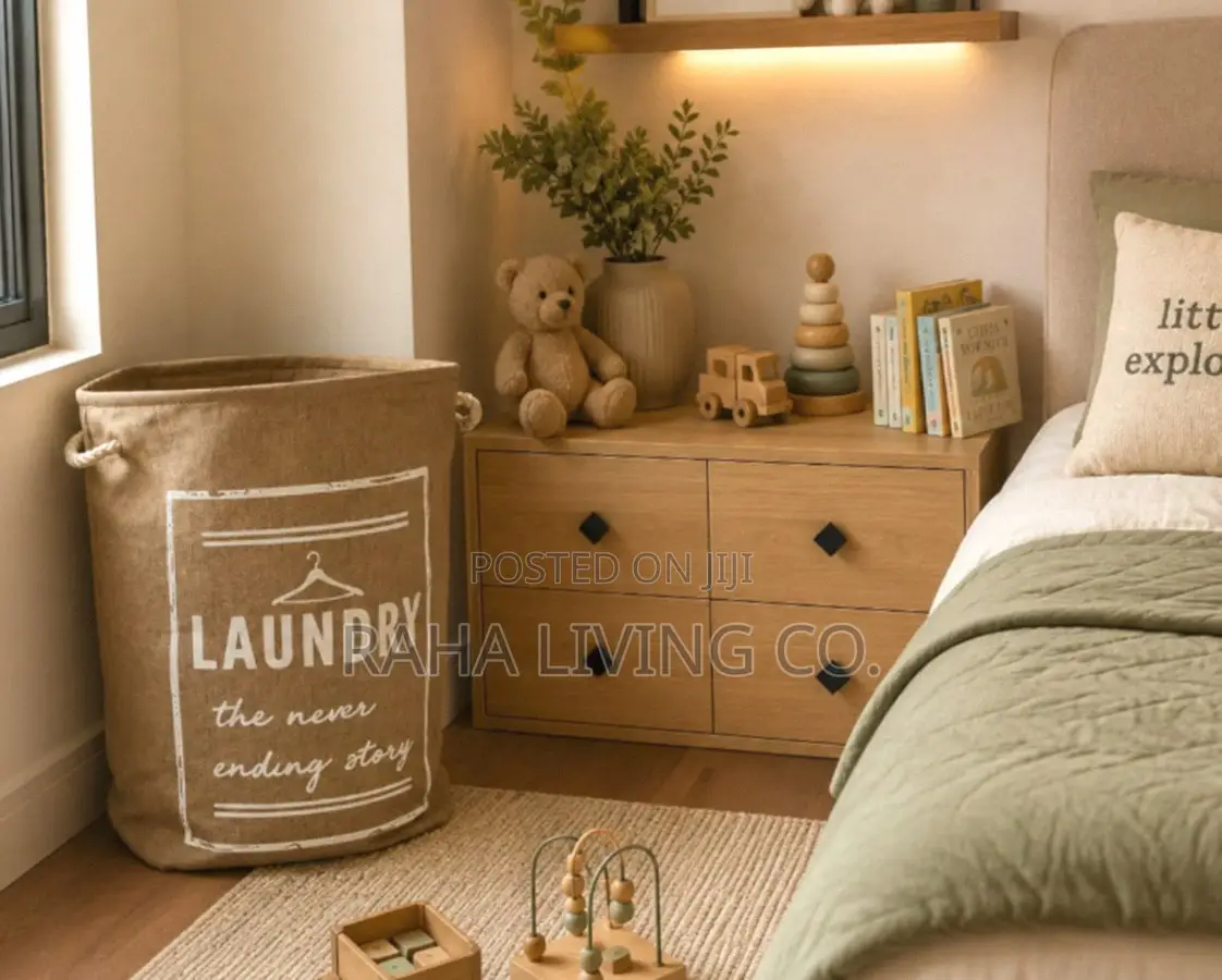 Foldable Burlap Laundry Basket | 40x48cm | Rope Handles | Storage