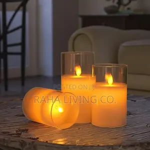 3pc LED Flameless Candle Set | Remote Control | Amber Glass
