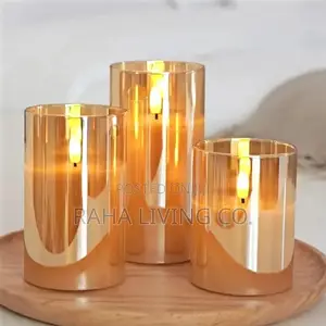 3pc LED Flameless Candle Set | Remote Control | Amber Glass