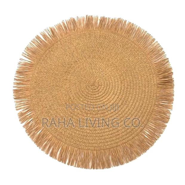 6pc Woven Round Placemats | 38cm | Fringed Edge | Dining Table - main view