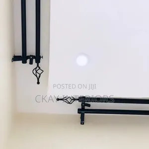 2m Double Black and Bronze Easy in Installation Adjustable Curtain Rod