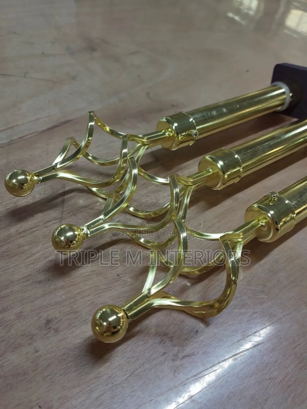 3m Gold Expandable Single Layer Curtain Rod With Accessories