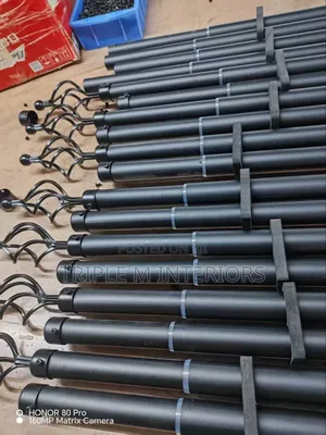 Premium Black Imported 2m Double Curtains Rods