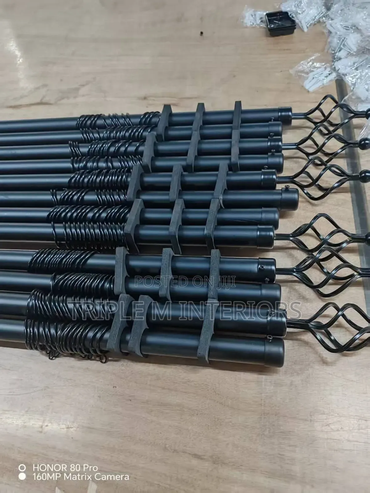Premium Black Imported 2m Double Curtains Rods