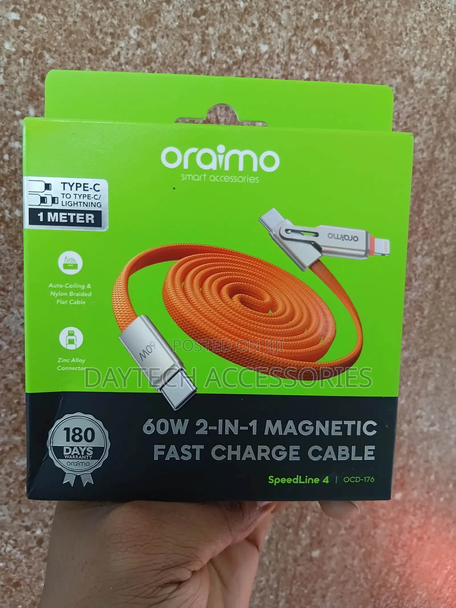 Oraimo SpeedLine 4 2 IN 1 Fast-Charging and Data-Sync Cable.