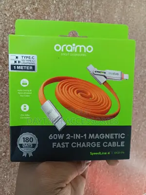 Oraimo SpeedLine 4 60W 2-in-1 Magnetic Fast Charge Cable – Orange