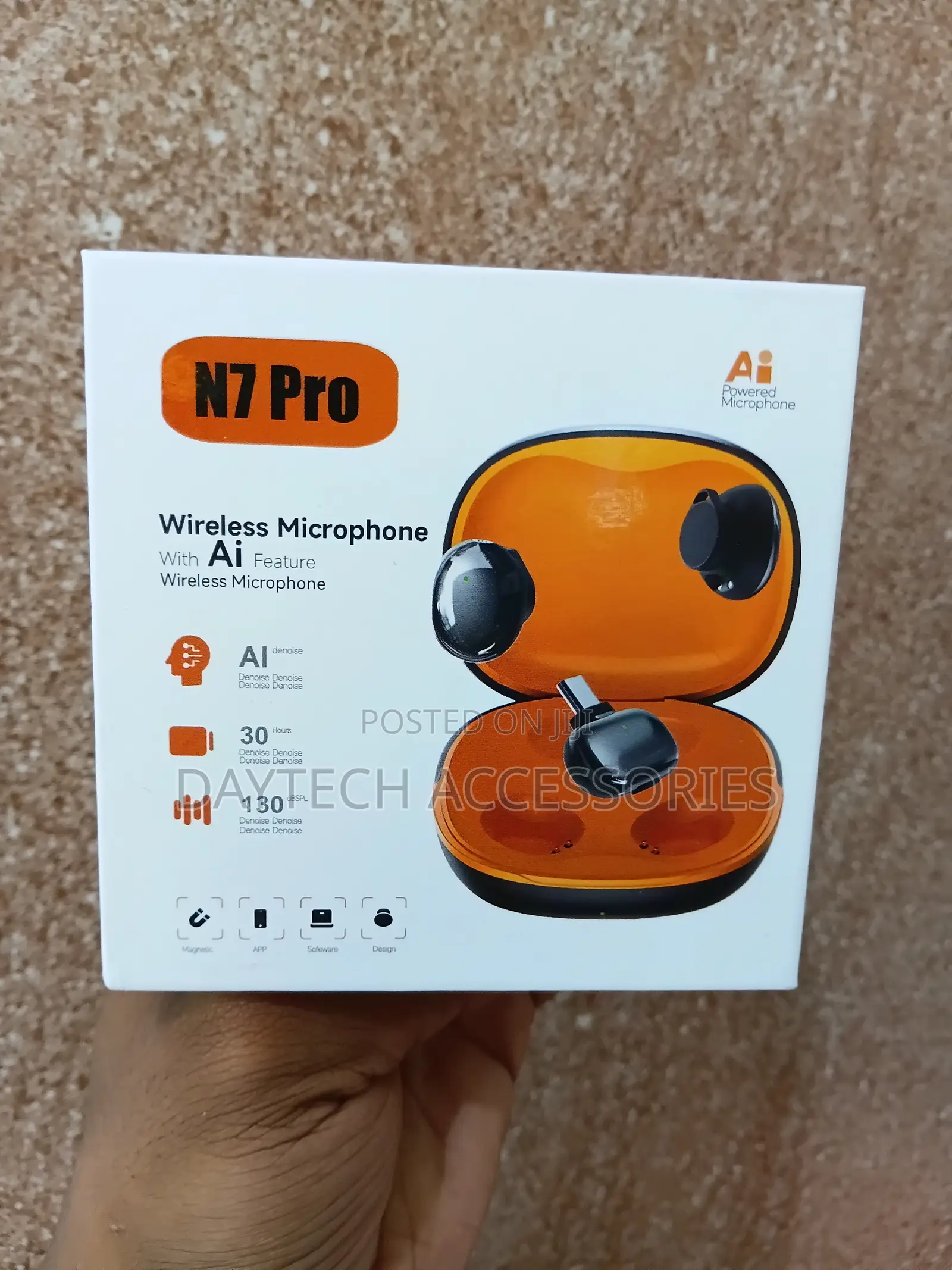 The N7 Pro AI Wireless Microphone Magnetic Dual Lavalier Microphone.