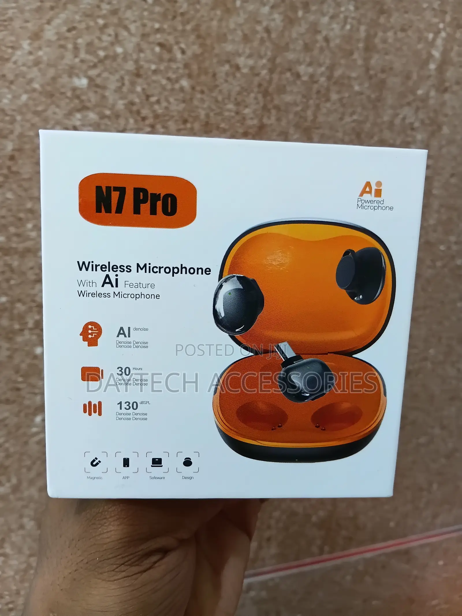 The N7 Pro AI Wireless Microphone Magnetic Dual Lavalier Microphone.