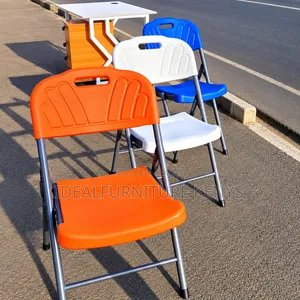 Colorful Plastic Folding Chairs – Orange, White & Blue