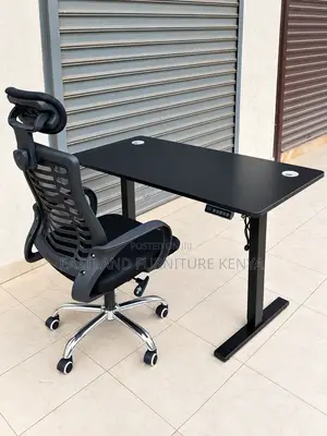Electric Height-Adjustable Standing Desk With Ergonomic Office Chair