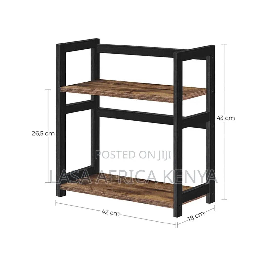 LAZAVA 2-Tier Spice Rack, Brown and Black