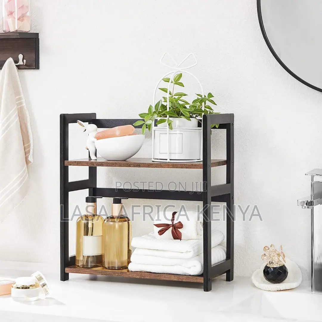 LAZAVA 2-Tier Spice Rack, Brown and Black