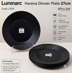 Luminarc Harena 6pcs Black Glass Plate-27cm