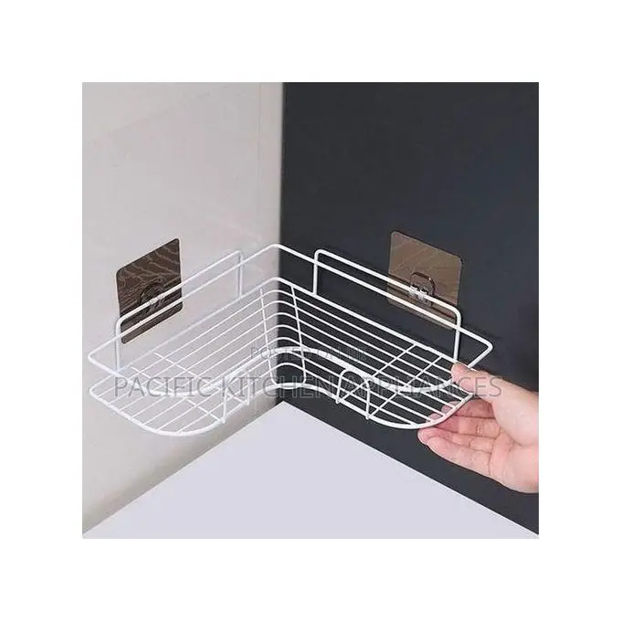 Toilet Corner Shelf Organizer With Sticker- White