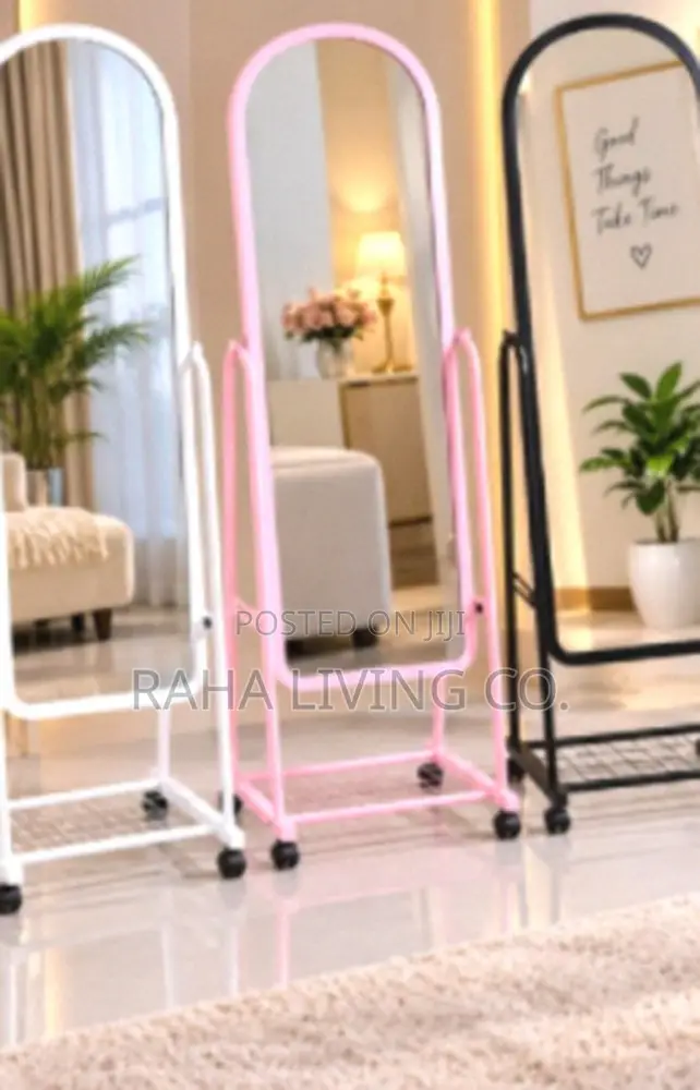 Frameless Dressing Mirror With Wheels | Full Length | Arch | 3 Colours