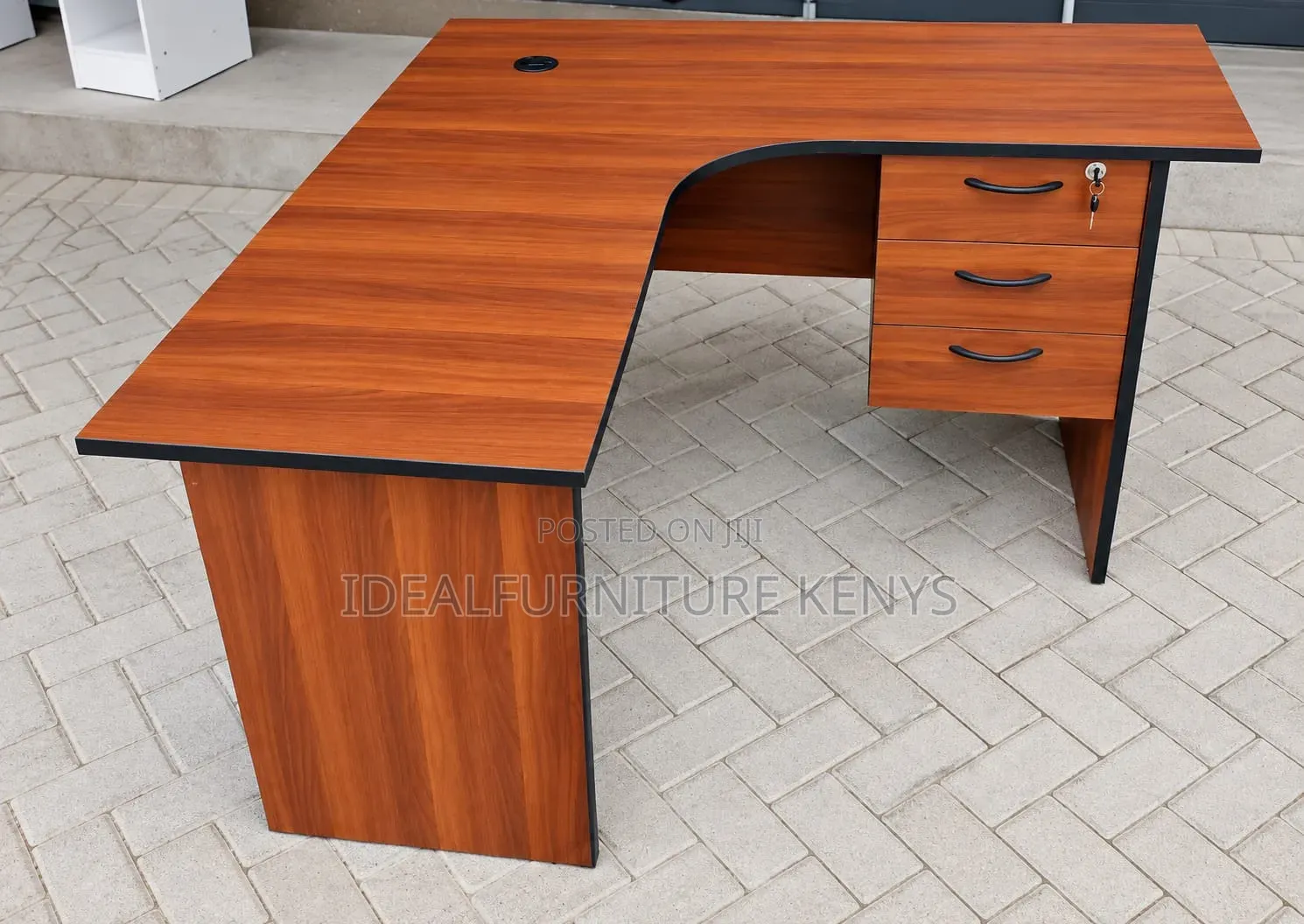 L-Shaped Executive Office Desk With Drawers
