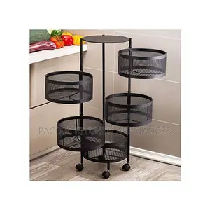 4-Tier Metal Round Rotating Vegetable Storage Organizer