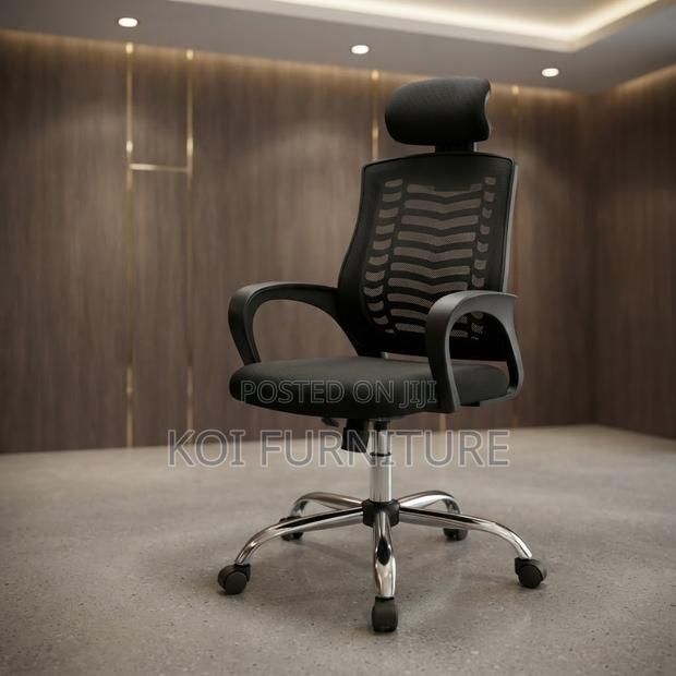 Office Chairs; High Backrest Ergonomic Black Headrest Seat - thumbnail 2