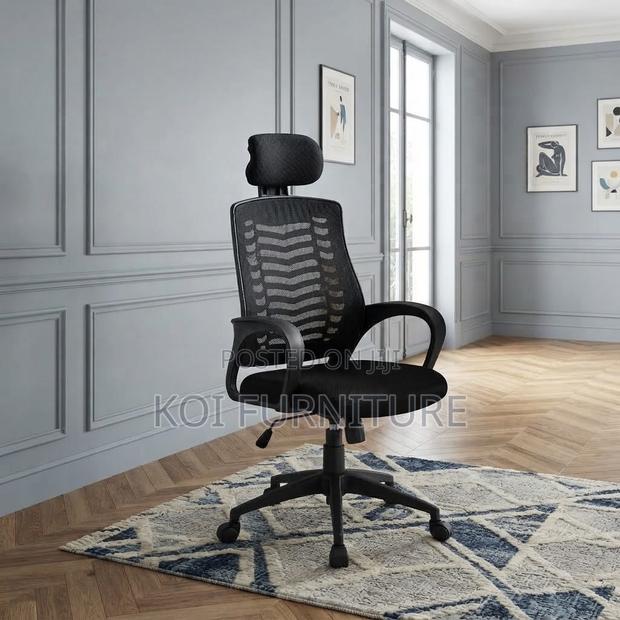 Office Chairs; High Backrest Ergonomic Black Headrest Seat - thumbnail 4