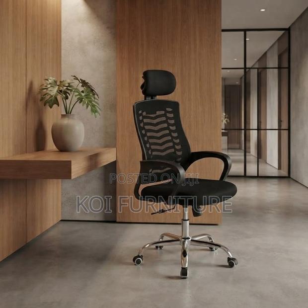 Office Chairs; High Backrest Ergonomic Black Headrest Seat - thumbnail 5