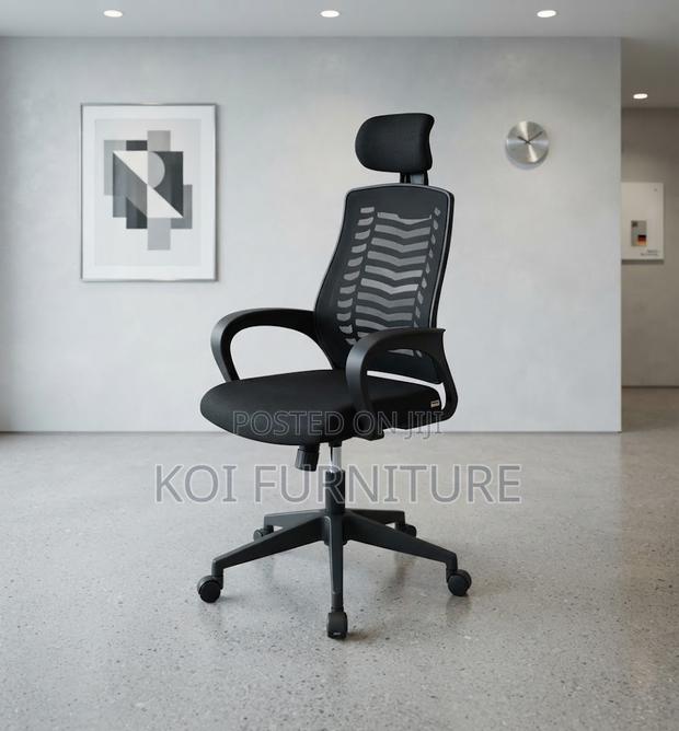 Office Chairs; High Backrest Ergonomic Black Headrest Seat - thumbnail 6