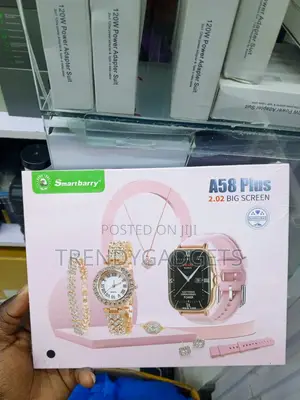 A58 Plus Rose Gold Smartwatch Jewelry Gift Set for Women