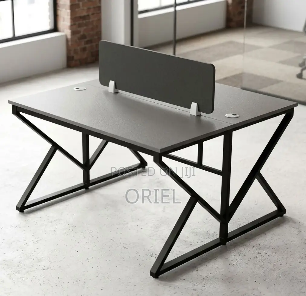 Office Workstation : Black 2-Seater Office Workstation