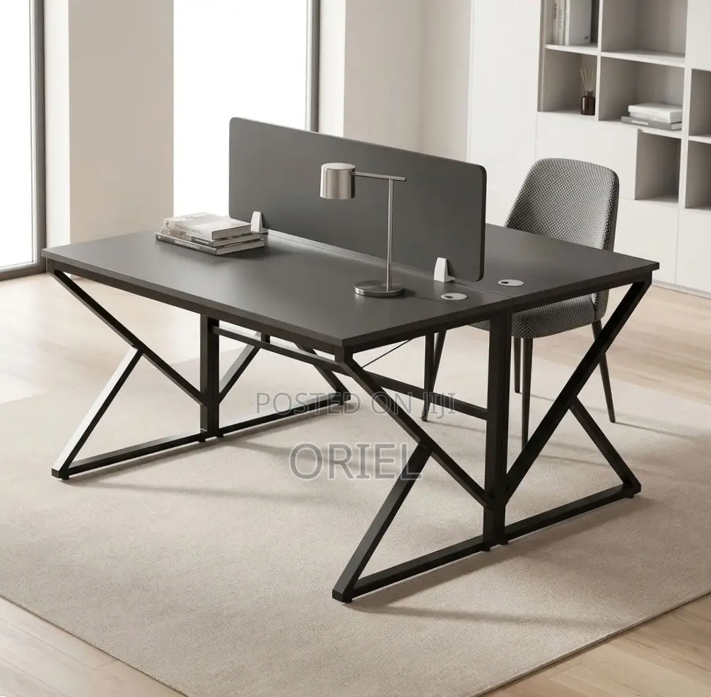 Office Workstation : Black 2-Seater Office Workstation