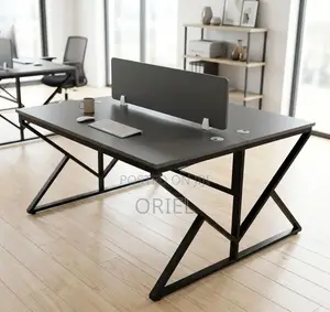 Office Workstation : Black 2-Seater Office Workstation