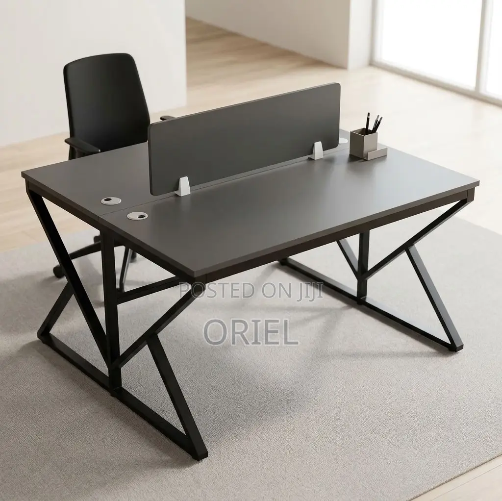 Office Workstation : Black 2-Seater Office Workstation