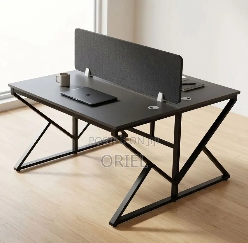 Office Workstation : Black 2-Seater Office Workstation